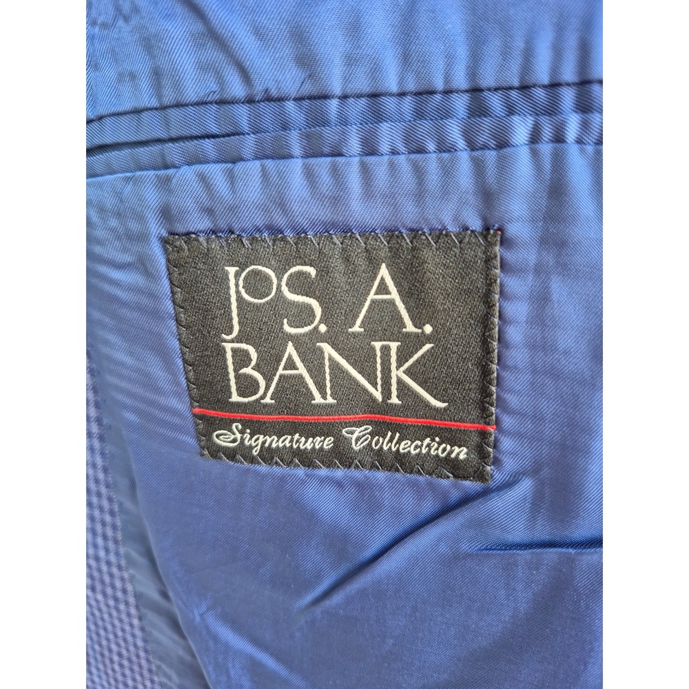 Jos A Bank Signature Collection Recent Blue Wool Plaid Sport‎ Coat Blazer Sz 50R - Picture 6 of 9